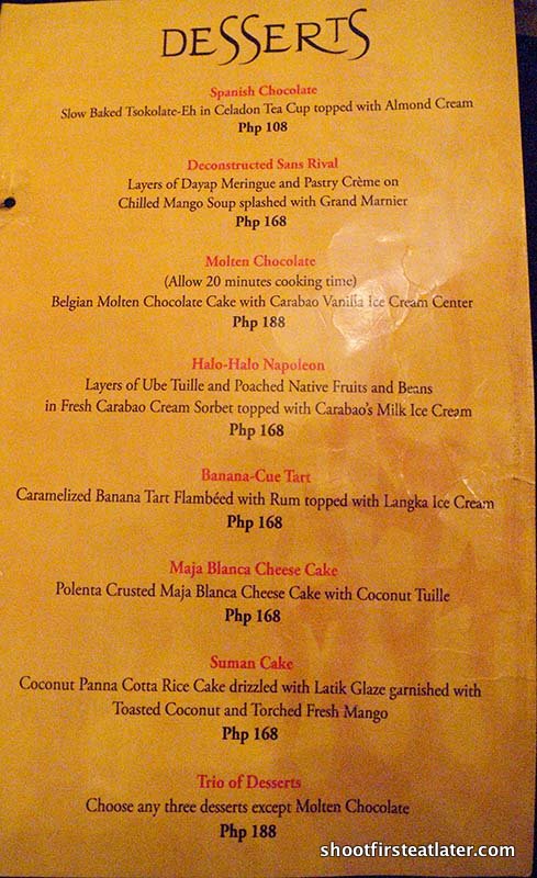 Pinoy Restaurant Menu Pinoy Restaurant Menu